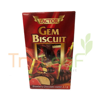 LACTOR GEM BISCUIT STRAWBERRY CHOCO COATED (48X50G)