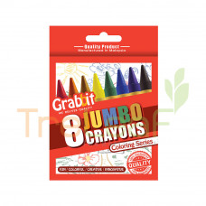 STATIONERY GRABBIT CRAYONS JUMBO 8 *GRAB-CLR-CRAYON-JO8