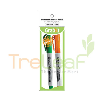 STATIONERY GRABBIT PERMANENT MARKER FO-PM02 GREEN&ORANGE *GRAB-MK-PM02-GNOR