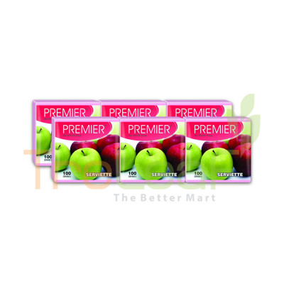 PREMIER APPLE SERVIETTES WHITE & RED 10(100GX6)